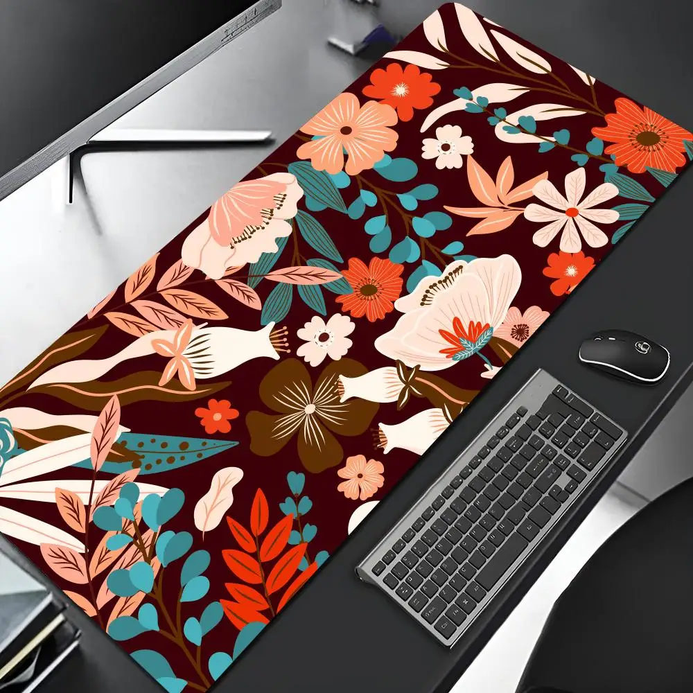 Abstract Flower Mouse Pad Edge Big Gaming Locking Computer Gamer Large Rubber Video Game Art Mousepad Laptop Desk Mat
