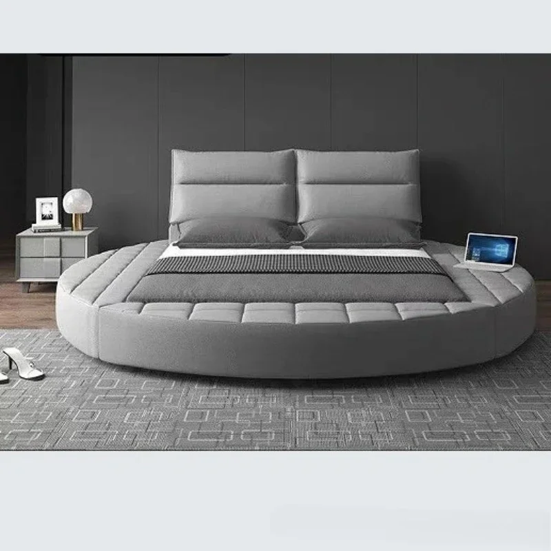 Fabric round bed modern Nordic style master bedroom double bed