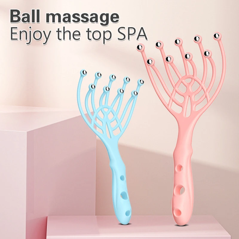 9 Claws Head Massger Streamlined Ball Body Relaxation Scalp Massage Roller For Hair Growth Hand Held Hair Stress Relief Aid