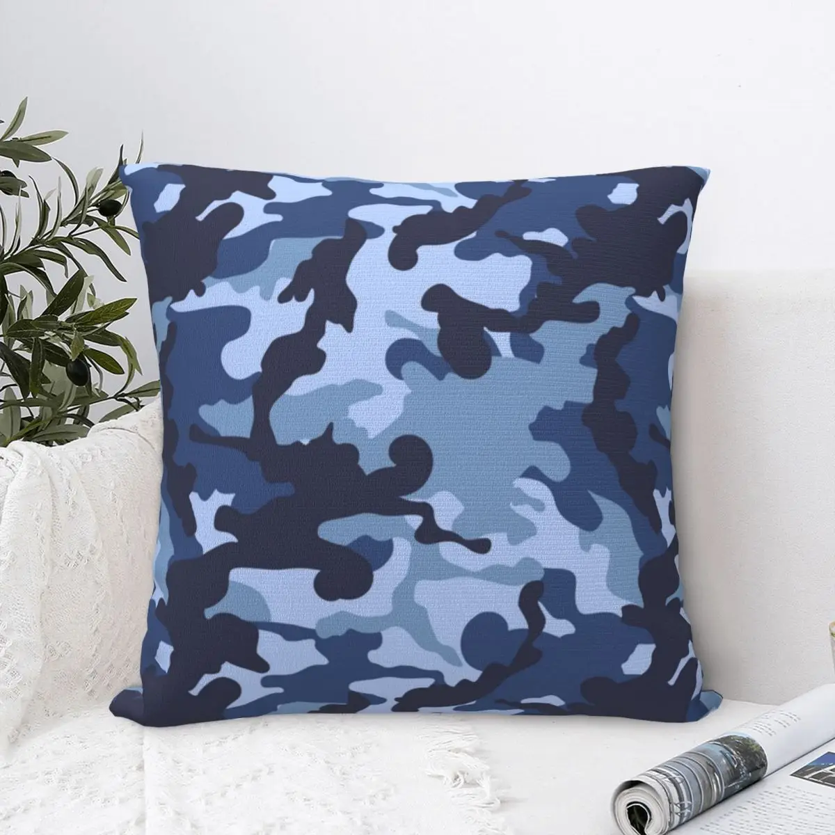 

Navy Blue Camouflage Camo Pattern Pillowcase Cushion Comfort Throw Pillow Sofa Decorative Cushions Used for Home Living Room