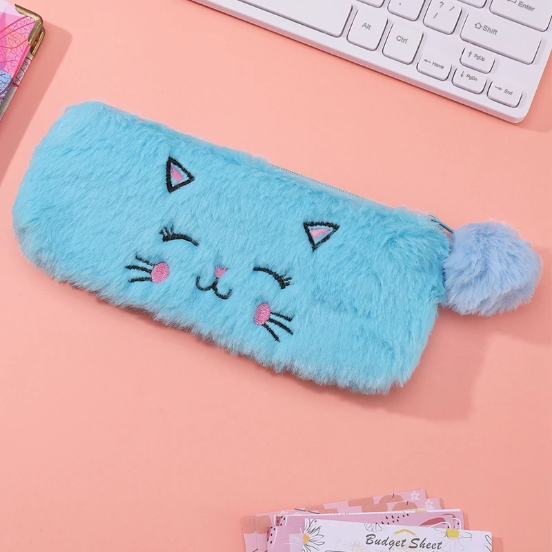 

Kawaii Plush Cat Travel Cosmetic Lipstick Coin Purse Storage Bag Cute Makeup Brushes for Women Pencil Case Organizer Pouch Bags