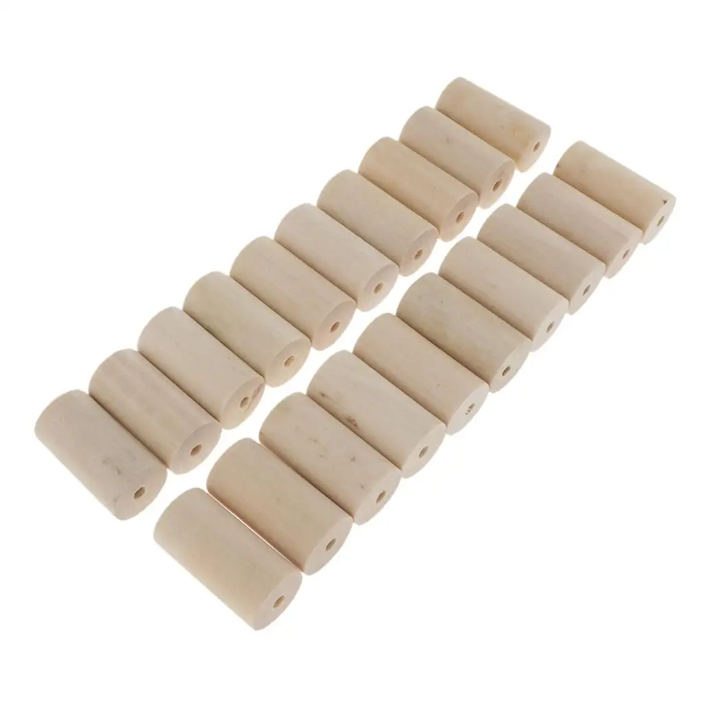 Grânulo De Tubo De Madeira Sólida Natural, Cilindro Inacabado, Decoração Artesanato DIY, 20 Pcs