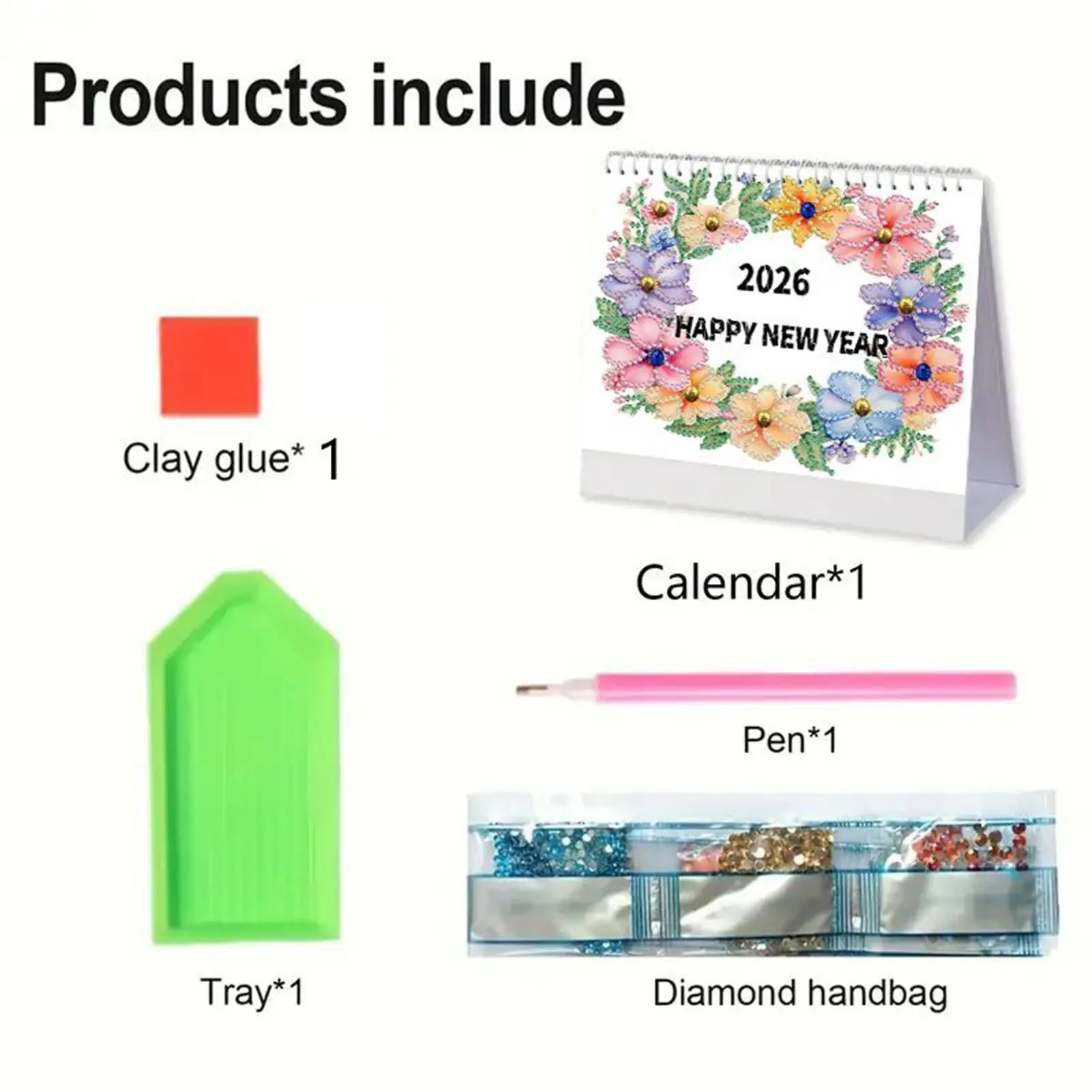 

Художественный календарь со стразами на 2026 год, планировщик расписания на 12 месяцев, настольный календарь для взрослых, подростков, любителей рукоделия, начинающих художников, учителей