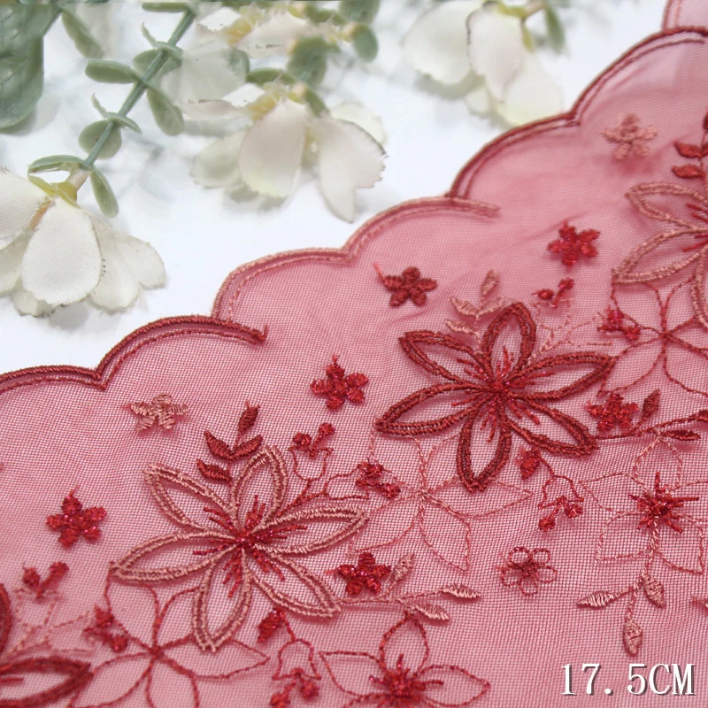 

1 лот/48 ярдов Сексуальное женское нижнее белье, кружевная ткань 17,5 см, вышивка, цветочная сетка, кружевная отделка с цветочным узором