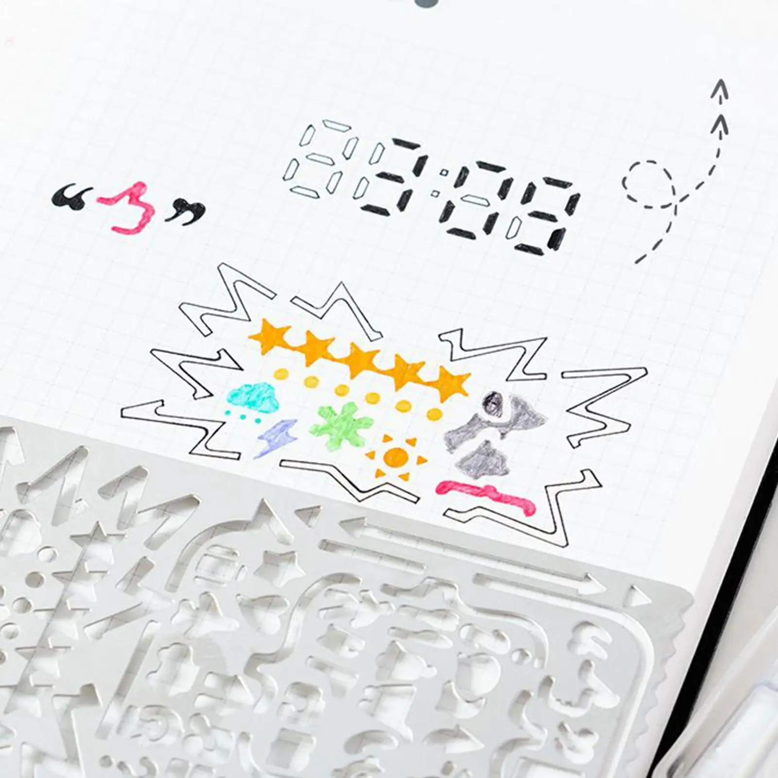 Cat-themed Hollow ruler for journals Planner Stencils Hollow Journaling Supplies Portable Scrapbook Templates metal cutout ruler