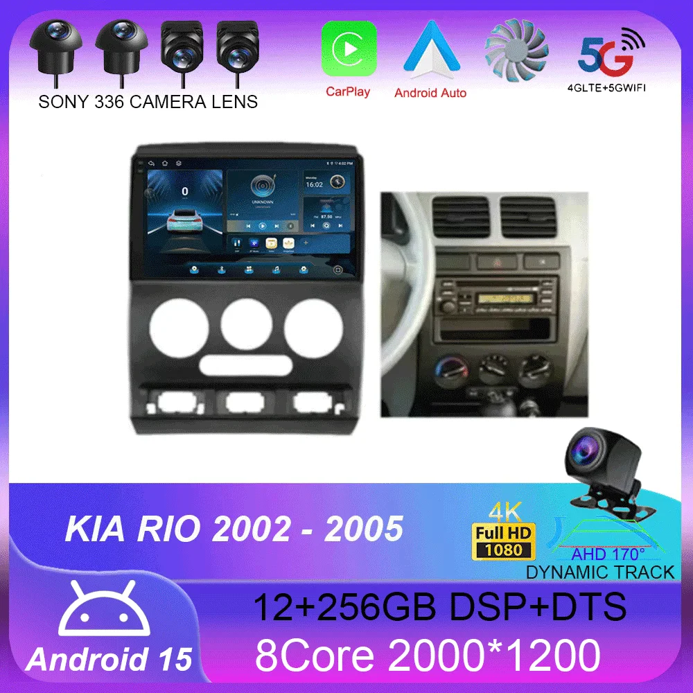 

Android 15 Car Radio For KIA RIO 2002 - 2005 Multimedia Video Player GPS Navigation 4G LTE wireless Carplay Auto WIFI DSP BT