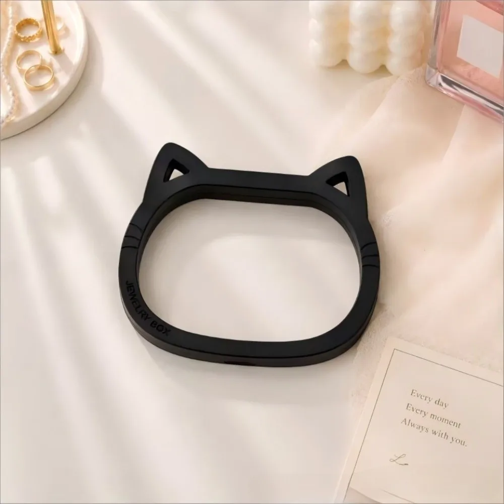 Cute Cat Ear Shaped Jewelry Boxes Dustproof Transparent Floating Storage Boxes Organizer Mini PE Film Jewelry Display Rack