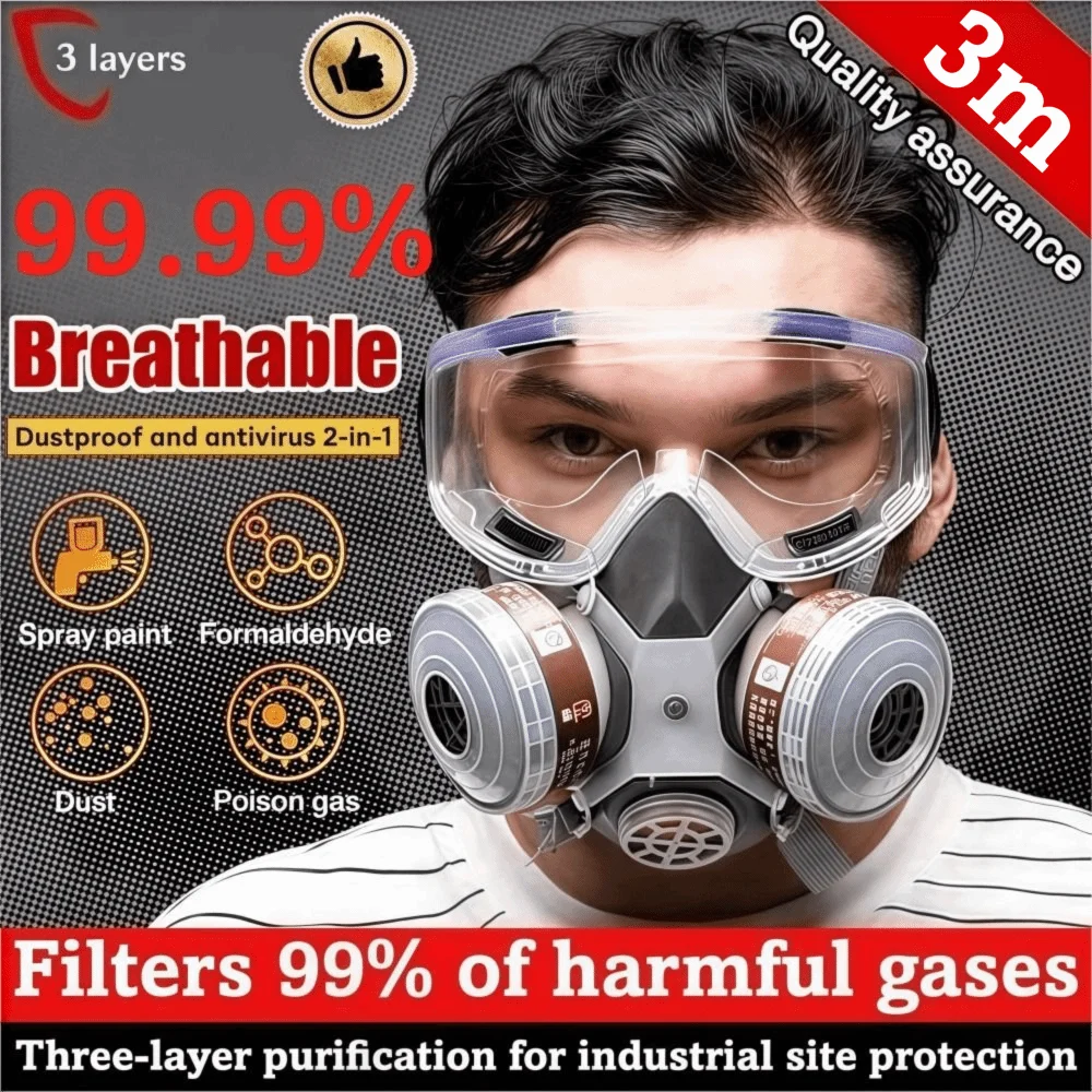 

Filter Sponge 3m 2in1 Gas Mask 6502-7 Anti-odor Dust Mask 100% Breathable Anti-hazard Welding Helmet Effective Filtration
