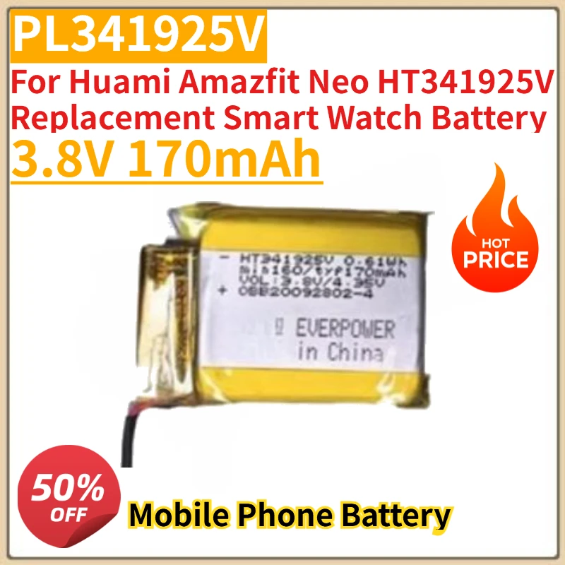 

Высококачественная новая батарея PL341925V 3.8V 170mAh для смарт-часов Huami Amazfit Neo HT341925V, сменная батарея для умных часов