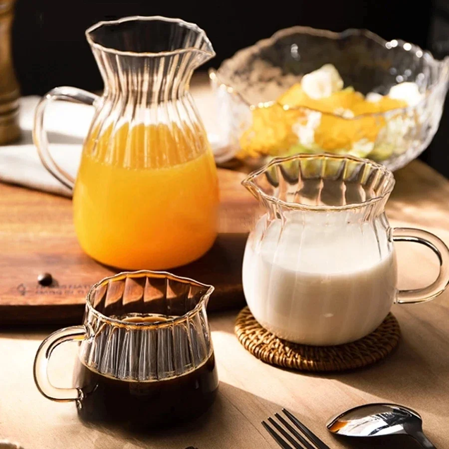 

Glass Tea Pitcher Transparent Handle Milk Coffee Cup Heat-Resisting High Borosilicate Glass Coffee Pot Espresso Measuring Cup