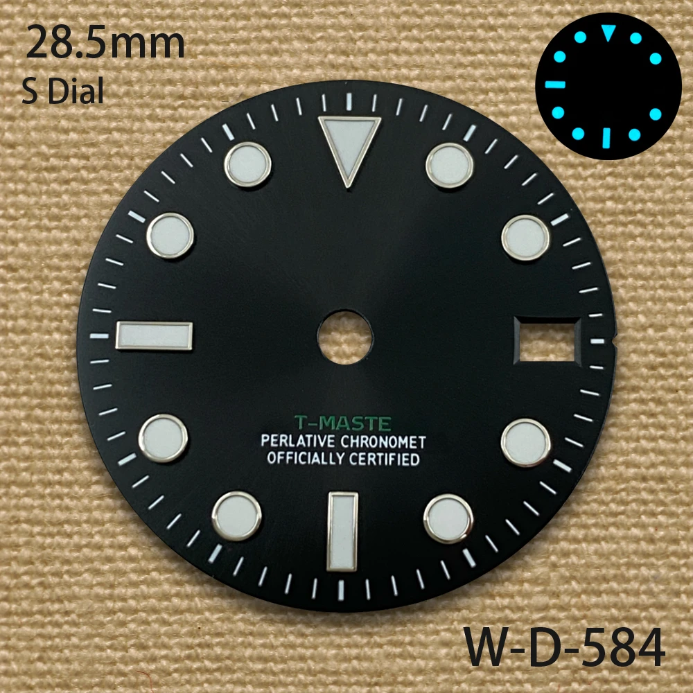 28.5mm S logo Meteorite GMT Dial Suitable For NH34 Movement Ice Blue Luminous High Quality Watch Modification Accessories