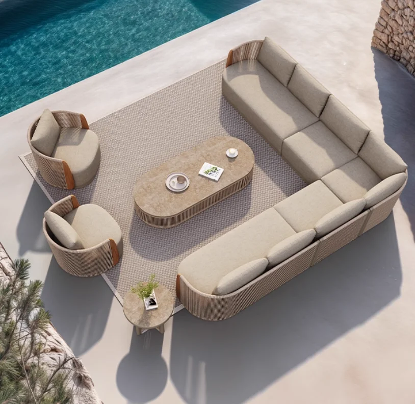 Outdoor Furniture On Sale - # Modernes Dreisitzer-Gartenmöbel-Set aus Massivholz, Umweltfreundliche