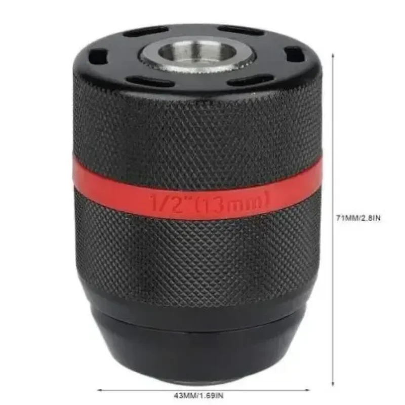 Chuck Bor Tanpa Kunci Baja Kecepatan Tinggi 13Mm 1/2 Dudukan Chuck Bor Logam Elektrik Pengunci Otomatis untuk Bor Impact