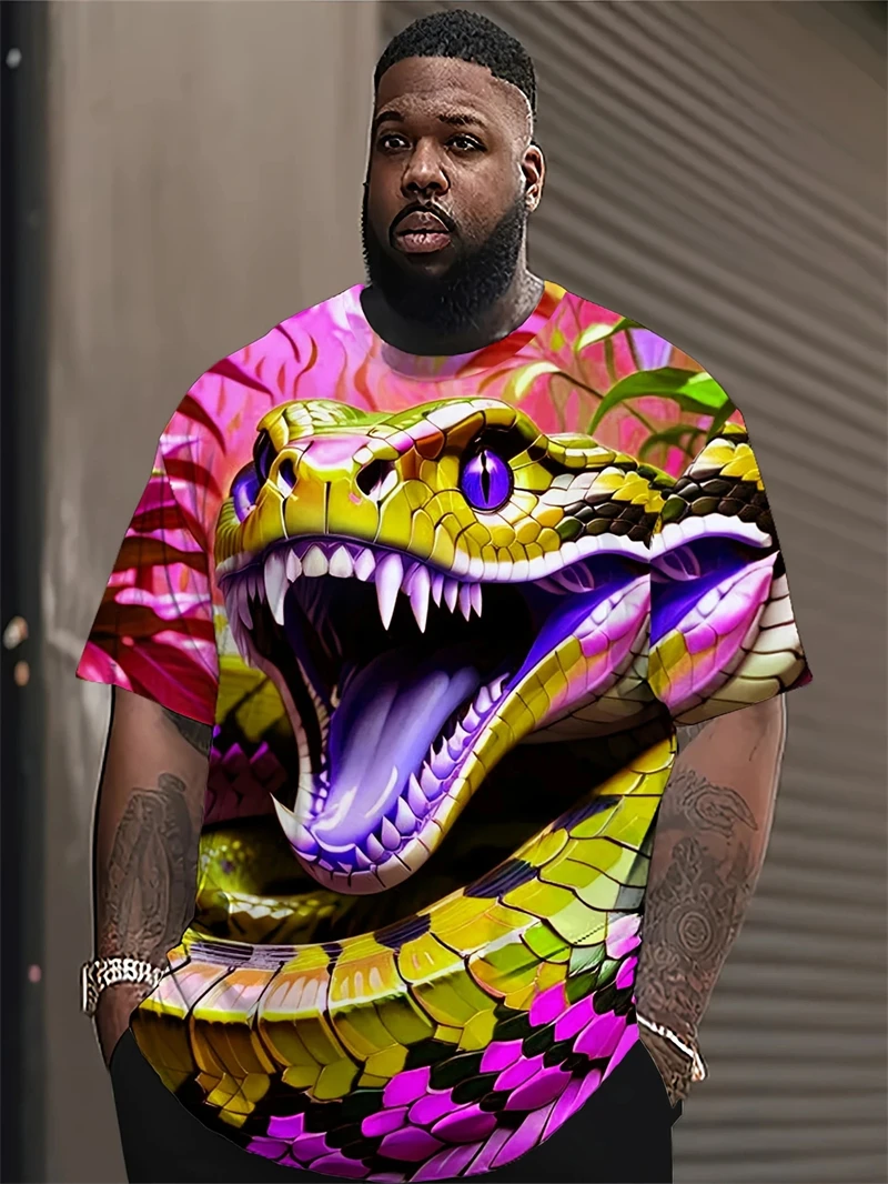 

Horror snake 3D printed t shirt men's animal snakes pattern tshirt round neck t shirt summer comfortable short sleeve tee shirt