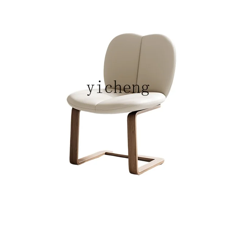 

ZK modern Nordic style first layer cowhide living room sofa balcony chair curved wood dining chair