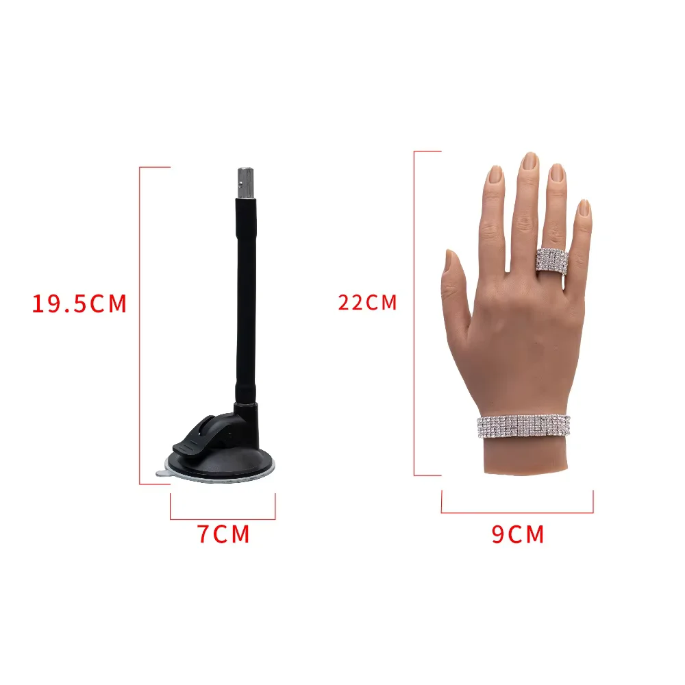 Nail Practice Hand Model Liquid Silicone Realistic Acrylic Mannequin Finger Training With Clip Holder Diy Salon Artists ZHQ02