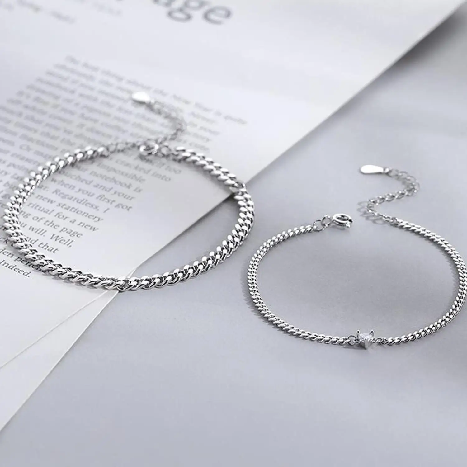 2 pçs simples e minimalista corrente de aço inoxidável pulseiras conjunto para homens moda rua chique pulseira feminina 2025 nova moda jóias