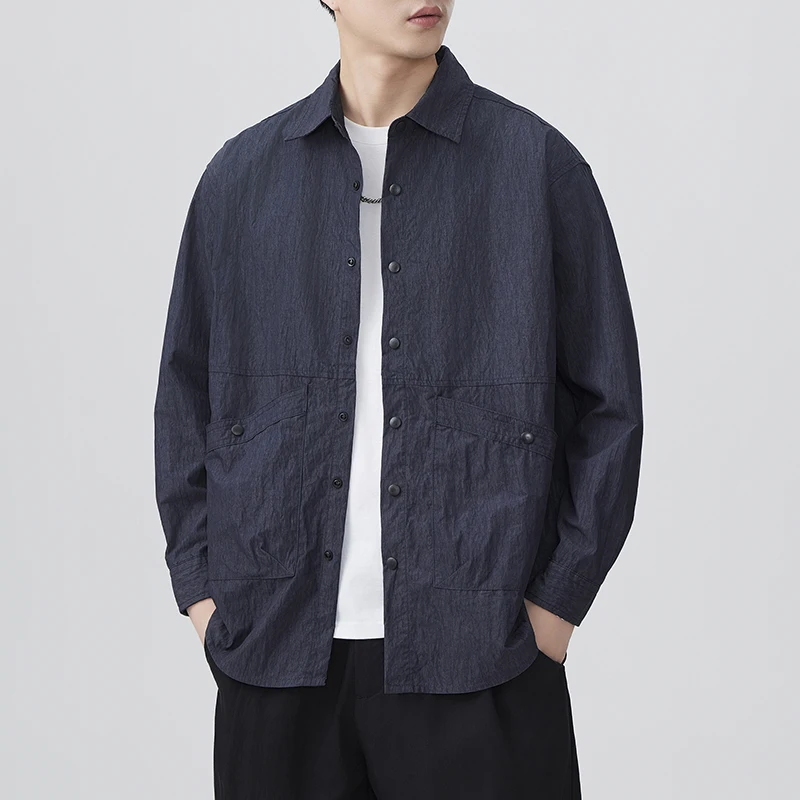 

Летняя мужская повседневная рубашка 2025 года для активного отдыха, тонкая, с длинным рукавом, в стиле ретро, универсальная, рабочая, с множеством карманов, легкая, классическая