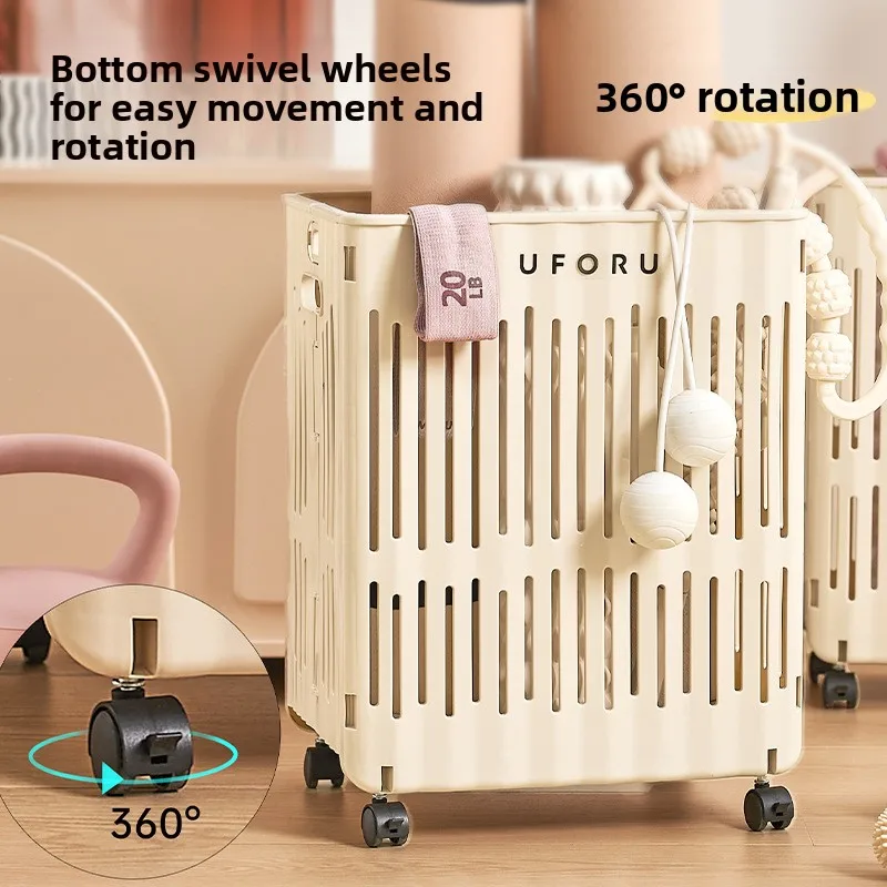 

Складная корзина для хранения ковриков для йоги с универсальными колесами, многофункциональное решение для организации дома, устойчивая конструкция