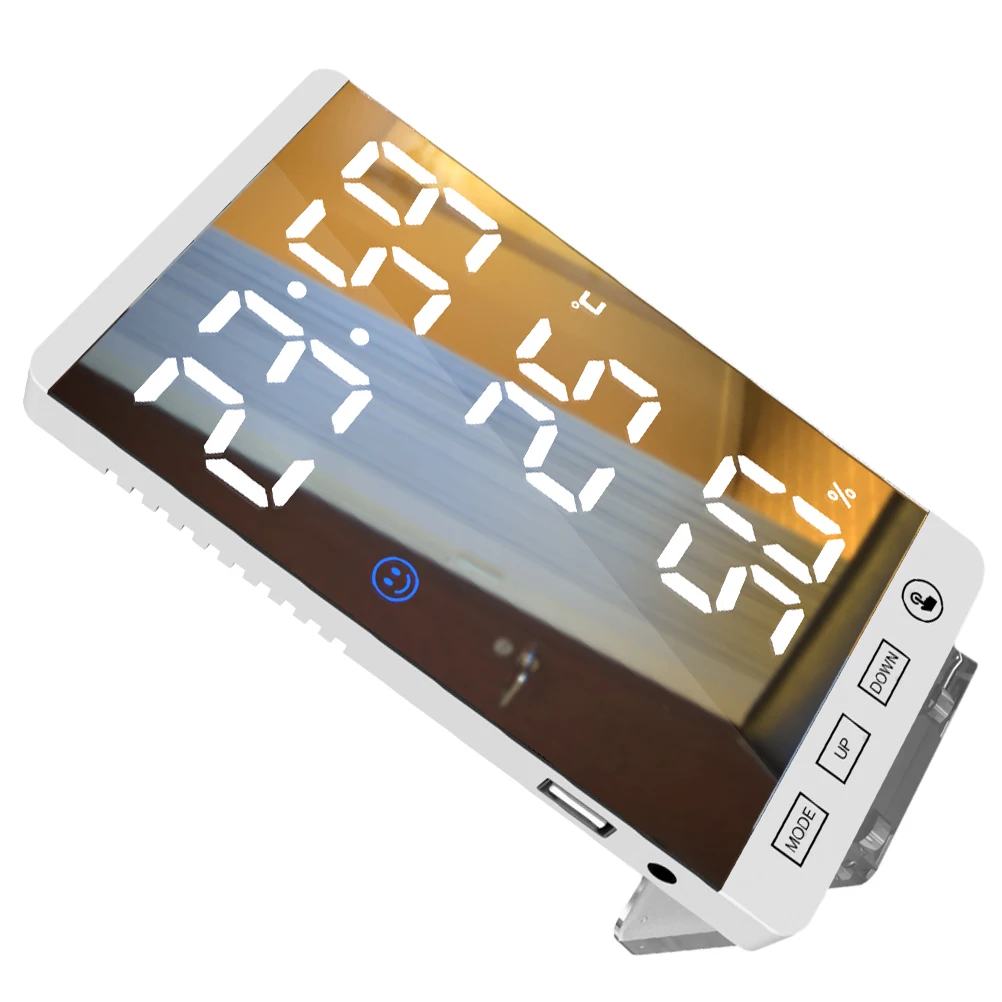 

Digital Multifunctional LED Alarm Clock Temperature Humidity Display Desk Charging Portable Home Furnishing Simple