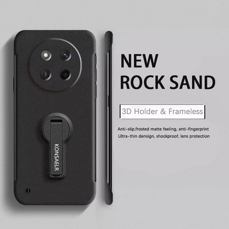 Rock Sand Matte Frosted Ultra Thin Rahmenlos Für Huawei Mate 70 60 50 40 30 Pro Harte PC Drehen Solide Halter Telefon Fall