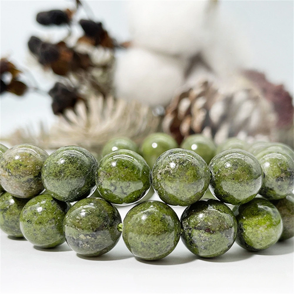 

Natural Stone Green Canada Jades Round Square Loose Beads 6 8 10mm for Jewelry Making Bracelets DIY Keychain Women's Earrings