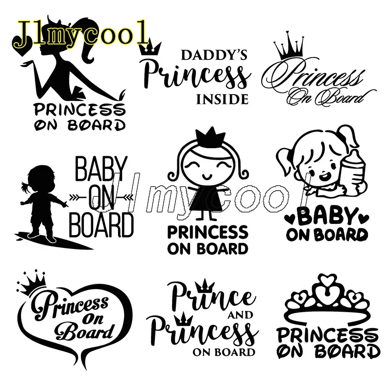 3D Funny Car Stickers Princess Baby On Board  Decals Girl Daughter Vinyl Warning Sign On Auto Car Styling Decal Stcker