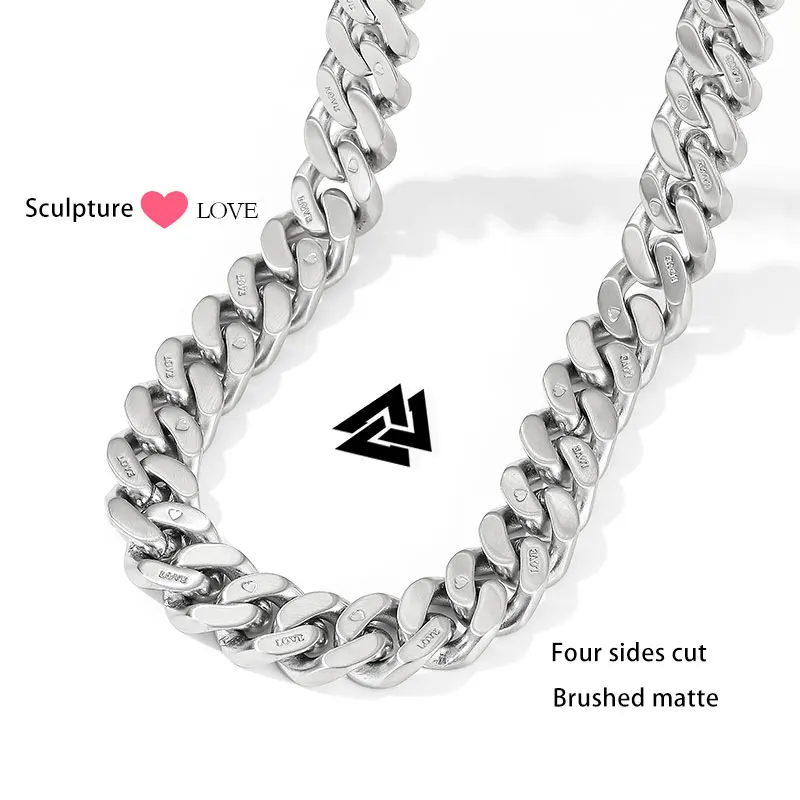 New Design Cuban Thick Chain Necklace Men Women Stainless Steel Punk Hip Hop Carved Love Couple Clavicle Chain Jewelry Gift