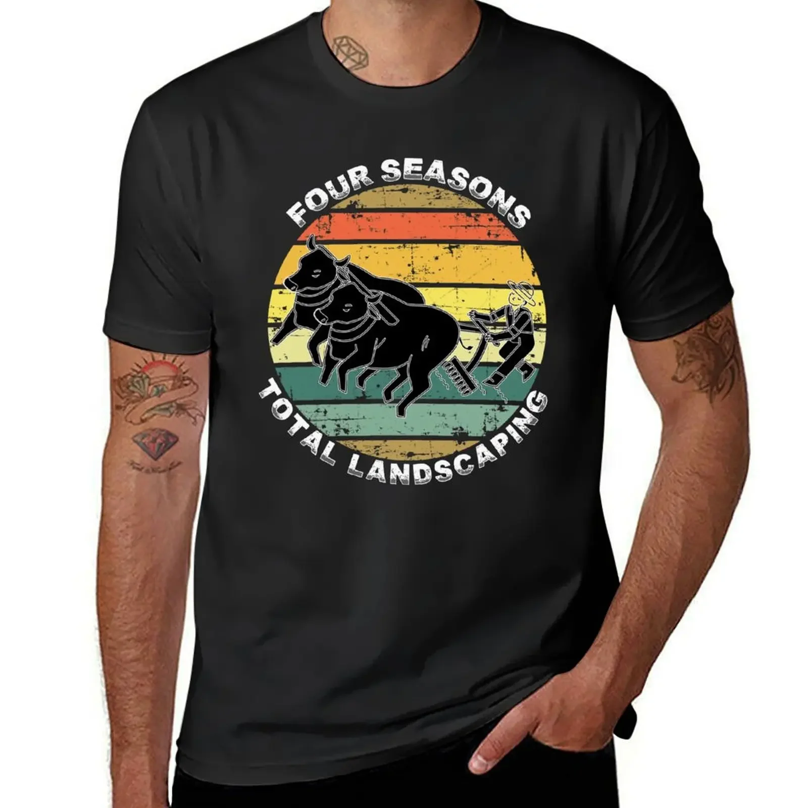 Four Seasons Total Landscaping - farming - Full Range of Services Essential farmer vintage retro T-Shirt anime men clothings