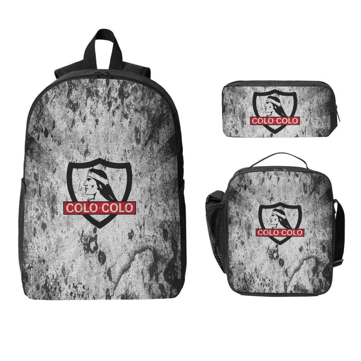 

Golden Colo-Colo Campeon DE Chile Backpack Student BookBag School Bag Laptop Shoulder Bags 3ps Insulated Lunch Bag Pencil Case
