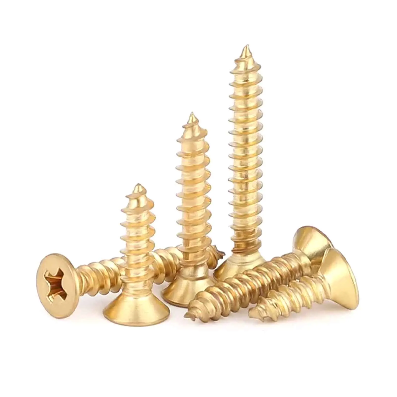 3/50pcs GB Standard Pure Brass Countersunk Head Phillips Self Tapping Screw, Flat Head Extended Wood Screw M2 M3 M3.5 M4 M5 M6