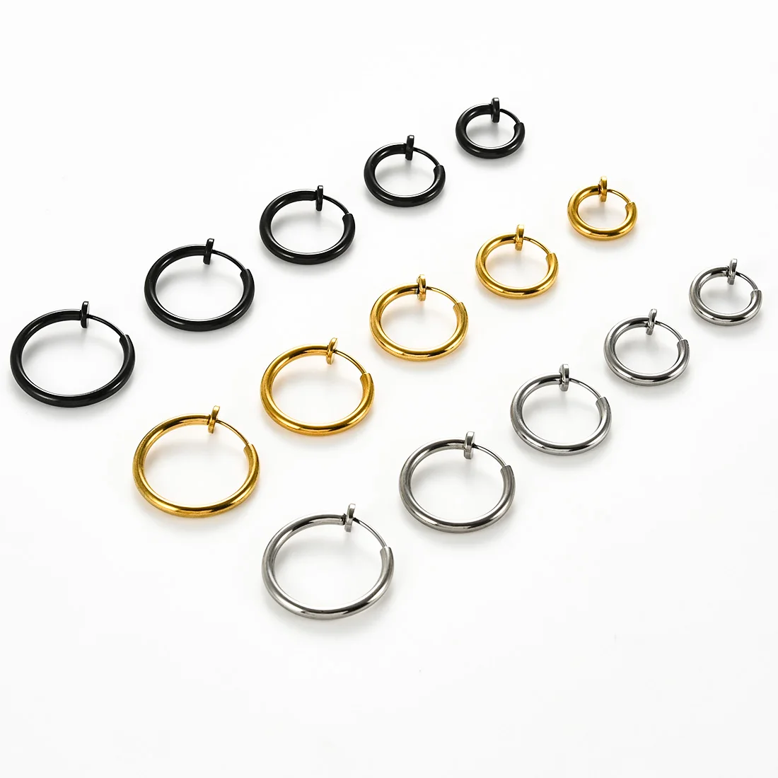 1Pair Stainless Steel Clip On Spring Hoop Earring For Men Women 12/14/16/18/20MM NonPierced Fake Cartilage Earring Jewelry Gift