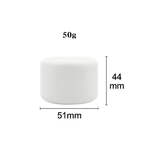 100 Pcs White Cosmetic Jars with Inner Liners, Refillable Makeup Containers, Empty Plastic Cream Case for Travel 50g