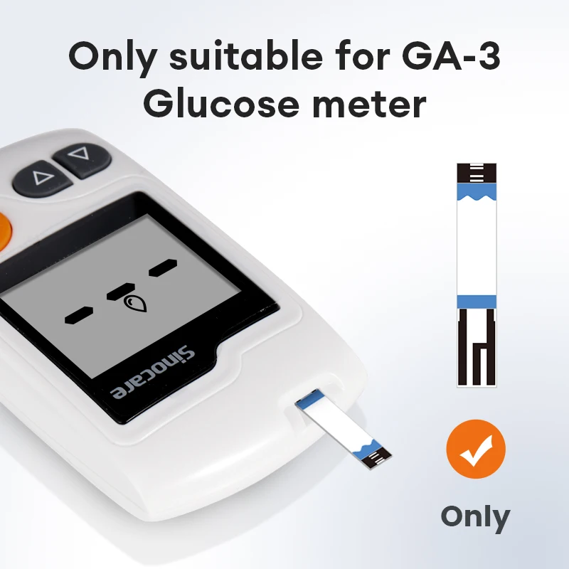 [50/100/200/300/400/500 unidades] Tiras e lancetas de teste de glicose no sangue Sannuo Sinocare para glicosímetro GA-3 (sem monitor)