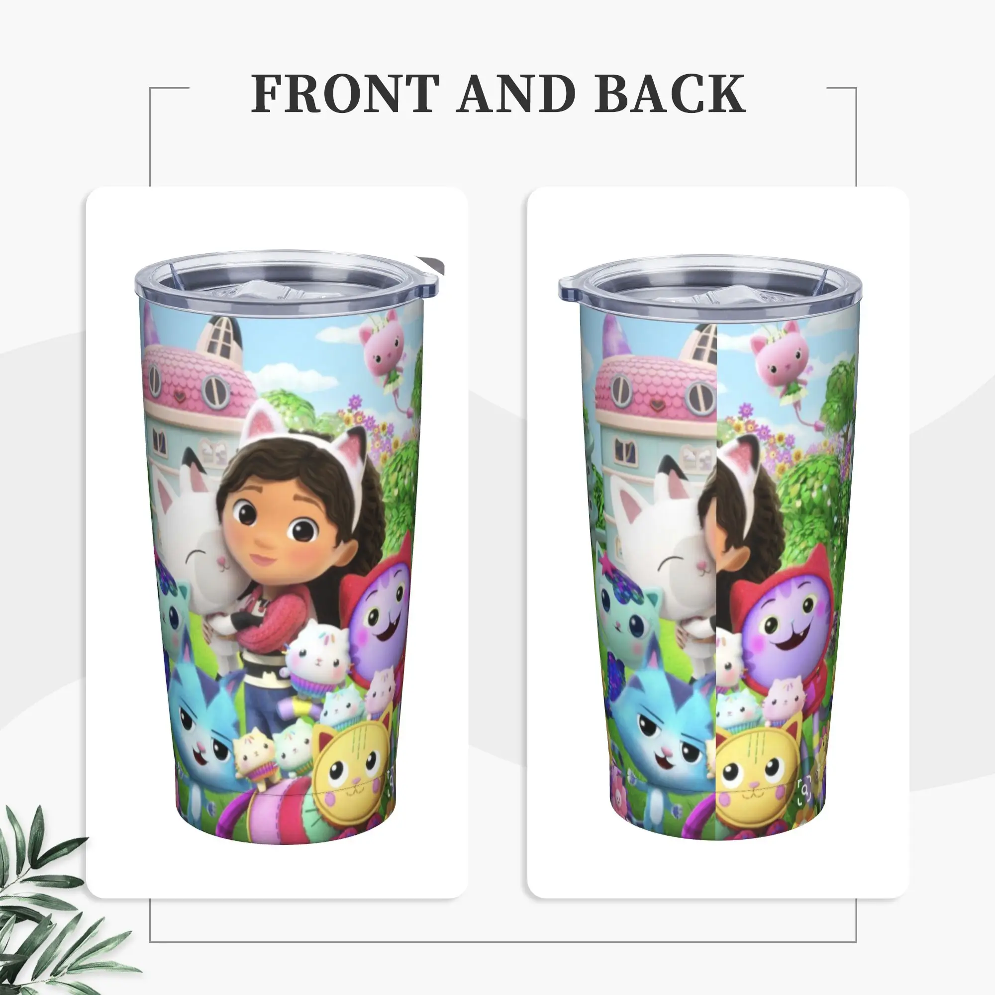 

Stainless Steel Tumbler G-Gabby’s Dollhouseds Plush Mugs Cup With Straws Cold and Hot Water Bottle Keep Heat Large Thermal Cups