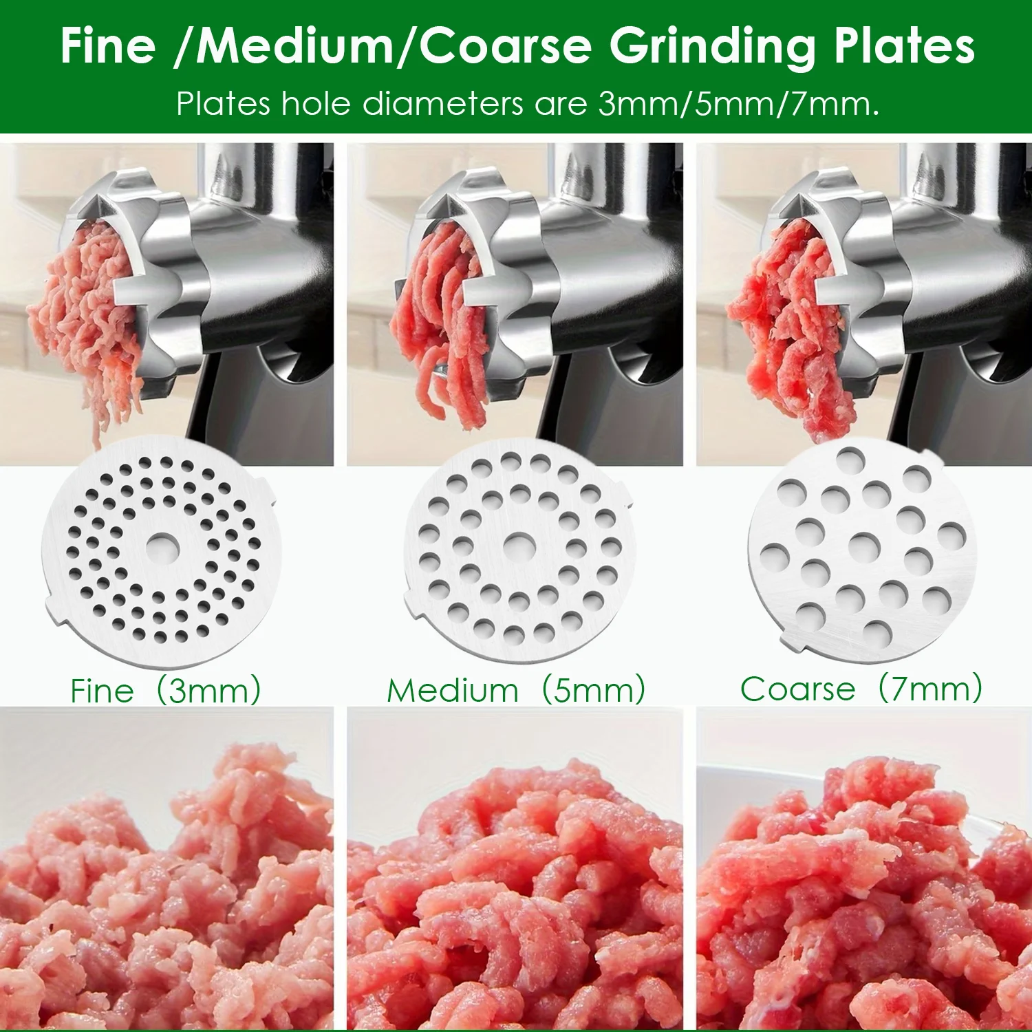 Meat Grinder Plates Type5,Stainless Steel Meat Grinding Plates and Blades For Most of Size 5 Meat Grinders,,Quality Upgraded