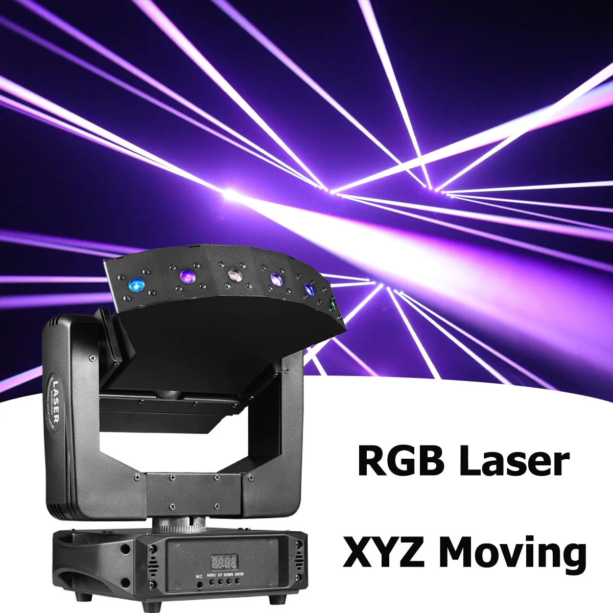 

6 глаз лазерный стробоскоп с подвижной головкой, ось XYZ, вращающийся 3 Вт RGB лазерный движущийся вечерние сценическое освещение для Dj Club Disco DMX