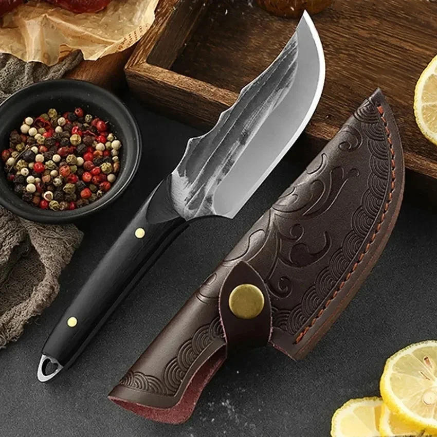 WXCOO Hand Forged stainless Steel Knife Kitchen Meat Boning Butcher Chef Cleaver Cooking Cover for Gift Professional Knife