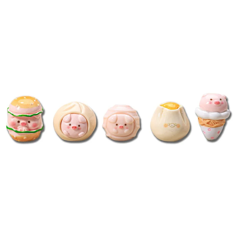 Nettes Schwein Snack Bar Mini Figur Set Desktop Niedliche Cartoon Dekorative Ornament Harz Zubehör