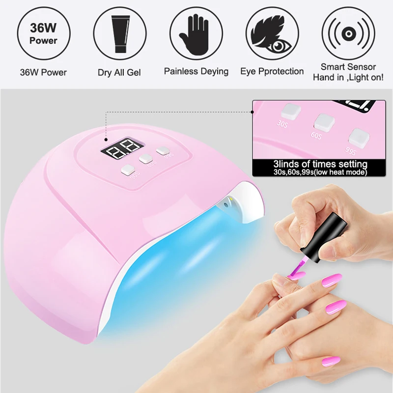 Kit de esmalte en gel con lámpara UV, máquina eléctrica para uñas, esmalte en gel base y top coat, set de herramientas para uñas 2