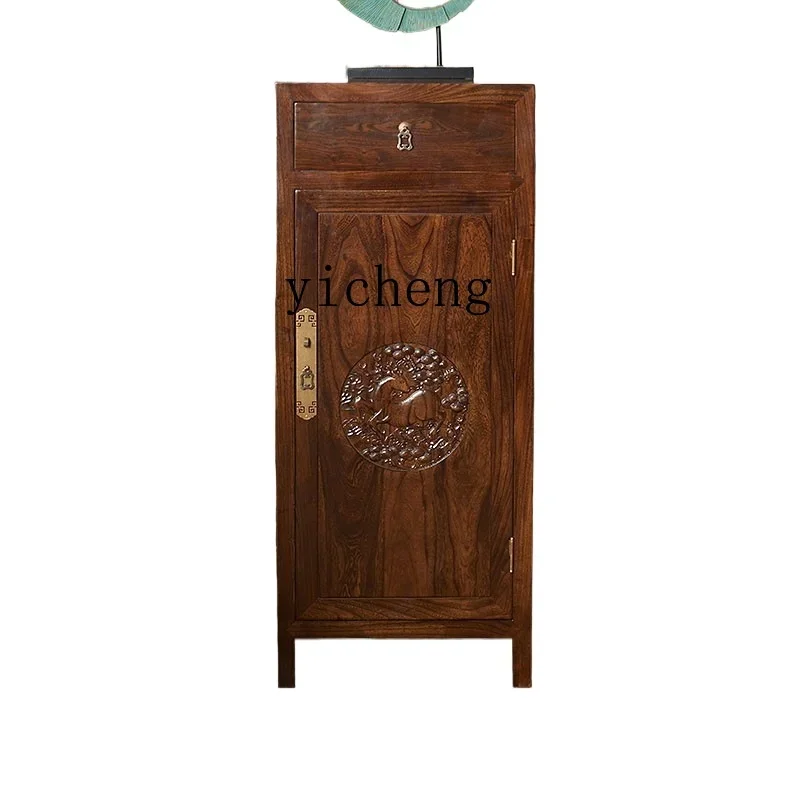 

TQH all solid wood bedside table household bedroom with fingerprint lock simple drawer storage cabinet