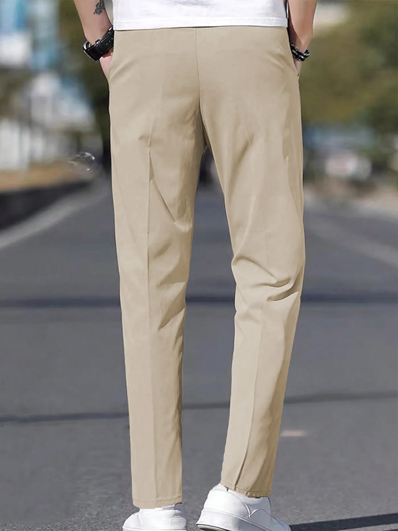 

Draped Straight Casual Chinos Men's Summer Thin Loose Breathable Commuter Trousers
