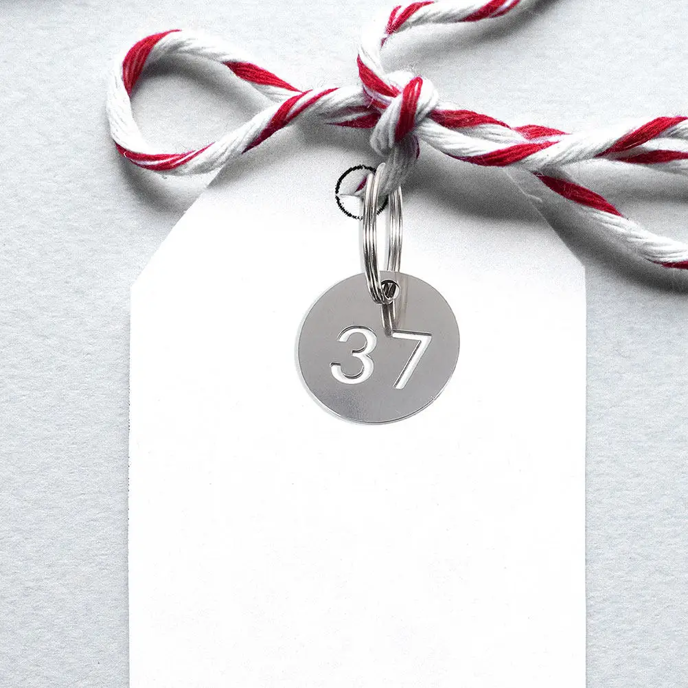 40 pcs Tags Key Keys Storage Halloween Christmas New Year Stainless Steel Key Flat Disc Number