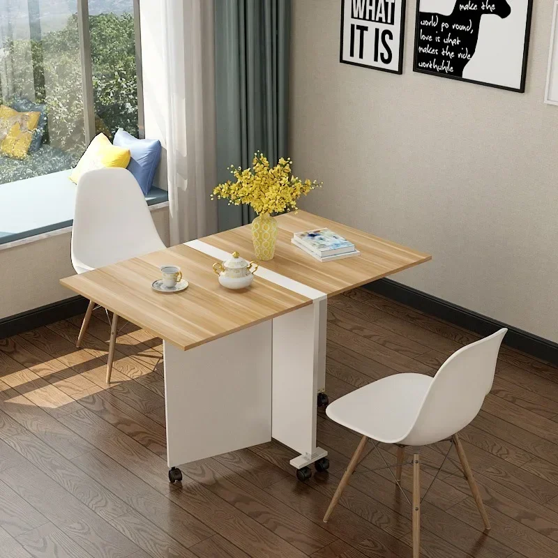 Folding Dining Table Modern Simplicity Multifunctional Movable Storage Kitchen Table Home Furniture Living Room Extendable Table