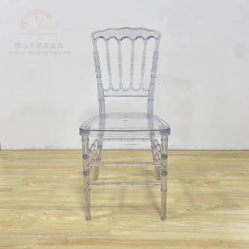 

Factory Low Transparent Clear Crystal Resin Acrylic Round Back Chair Banquet & Wedding Events For Hotels