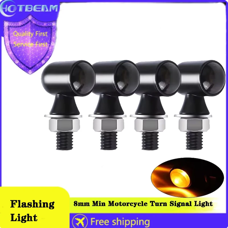 

8mm Mini Led Motorcycle Turn Signal Light Flashing Light Blinker Yellow Signal Lamp Clignotant Moto For Cafe Racer Bobber