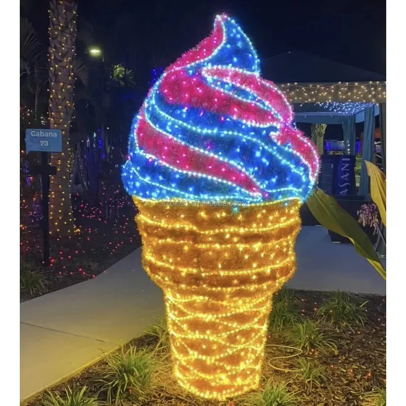 Commercial Outdoor Street Christmas Decoration 3D Holiday Lighting Cupcakes Ice Cream Themed Lights