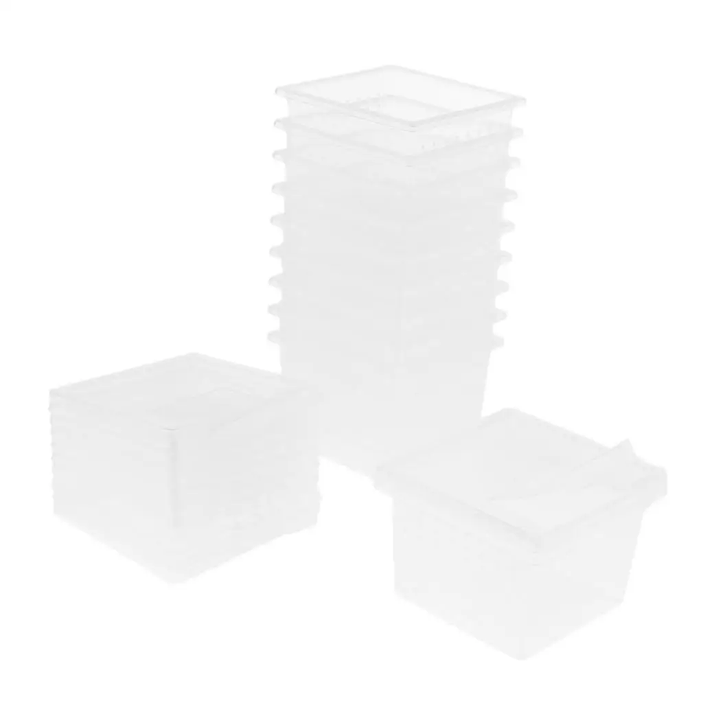 10x Feeding Box Reptile Cage Hatching Container Rearing Tank Clear Reptile Vivarium Terrarium Insect Rearing Box Food Feeding Bo