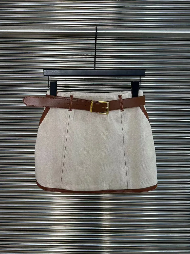 

Лето 2024: Новая ретро-юбка A-силуэта с вышивкой в стиле Spicy Girl, женская короткая юбка с поясом, бренд Princ eenn