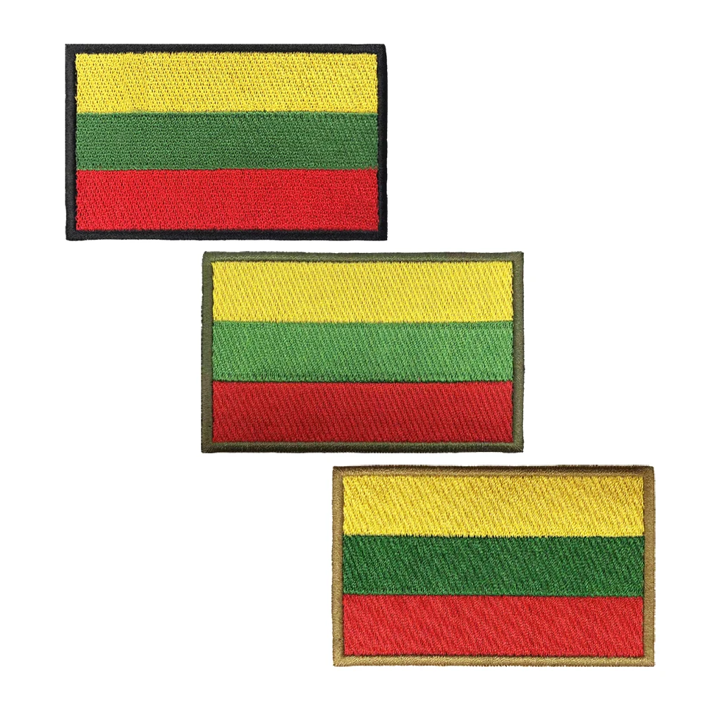 1PC Lithuanian Flag Lithuania Armband Embroidered Patch Hook & Loop Or Iron On Embroidery  Badge Cloth Military Moral